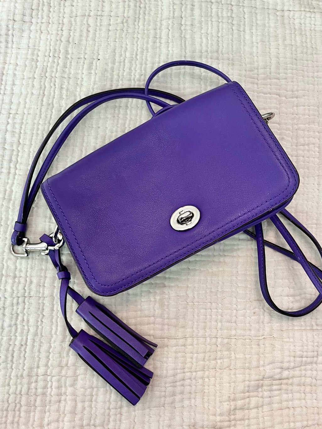 Coach Legacy Leather Penny Shoulder Crossbody Bag 19914 Ultraviolet Purple